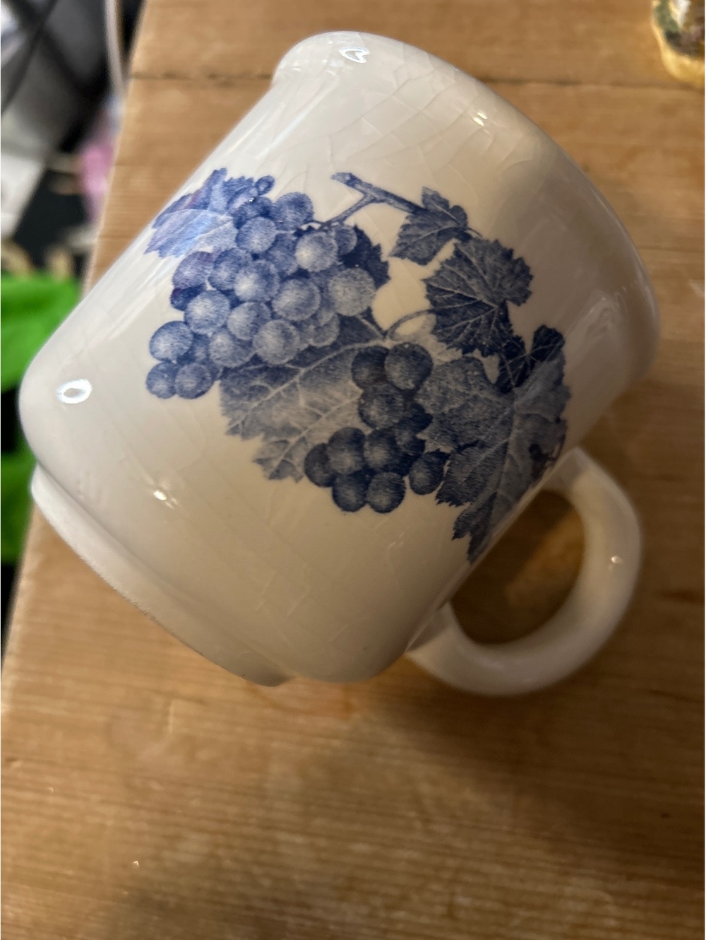 Windsor & Browne Vintage Blue Grape Pattern Ceramic Coffee Mug Made in Italy